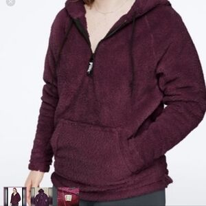 PINK Victoria's Secret Plush Half-Zip Hoodie in Deep Plum